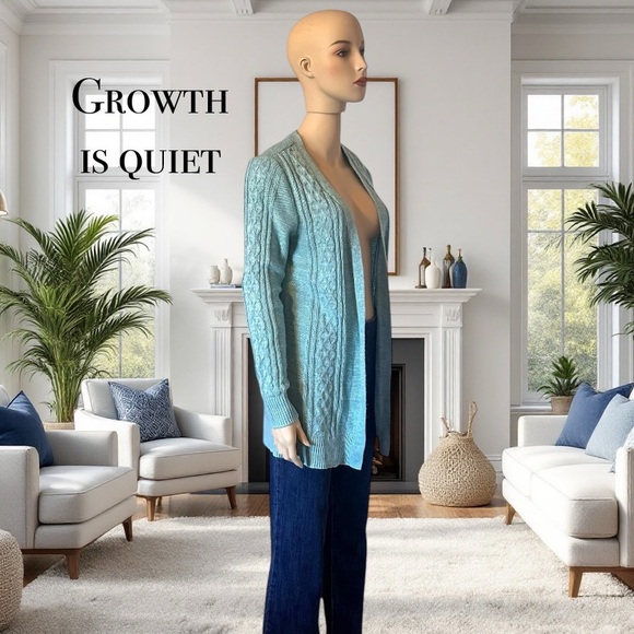 NWOT Christopher & Banks Cable Open Cardigan Sweater - Picture 2 of 5